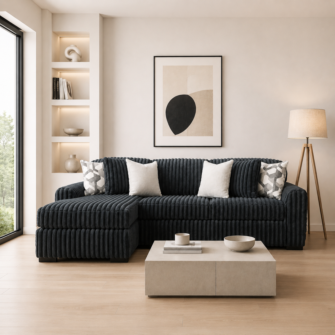 Midnight-madness 2-Piece Fabric Upholstered Sectional Sofa With Chaise - Gunmetal | Signature Design By Ashley
