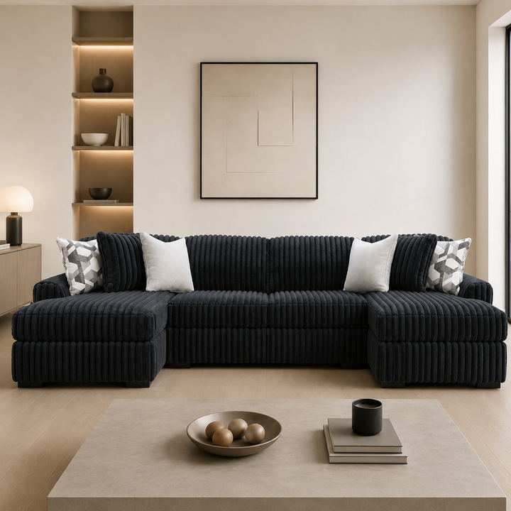 98105S7 Midnight-madness 3-Piece Fabric Sectional Sofa With Dual Chaise - Gunmetal | Signature Design By Ashley