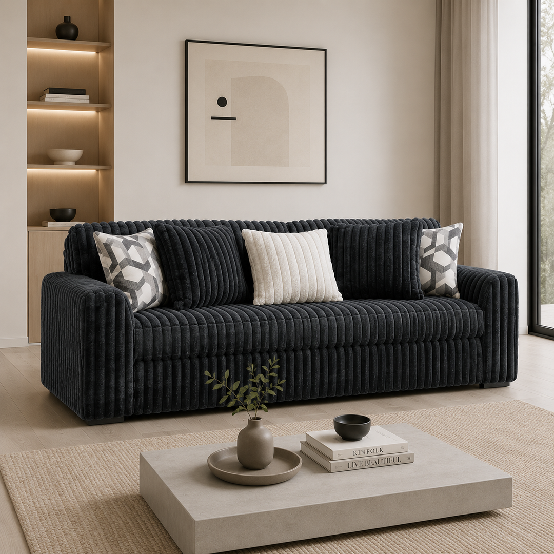 9810538 Midnight-madness Stationary Sofa In Fabric Upholstery - Gunmetal | Signature Design By Ashley