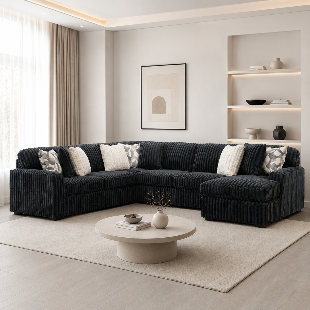 Midnight-madness 4-Piece Fabric Sectional Sofa With Chaise - Gunmetal | Signature Design By Ashley