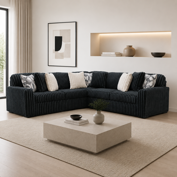 98105S5 Midnight-madness 3-Piece Sectional Sofa In Fabric Upholstery - Gunmetal | Signature Design By Ashley