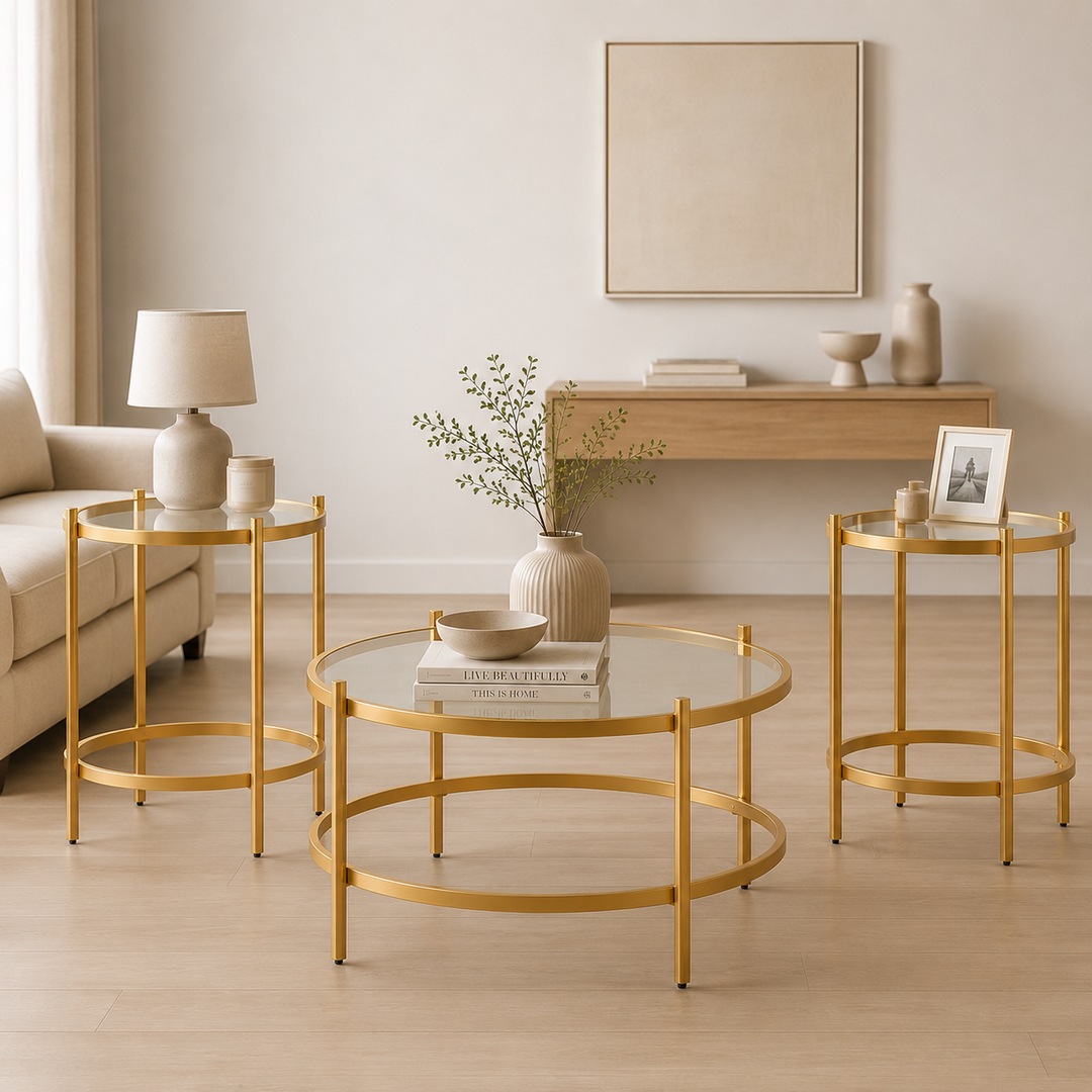 T173-13 Pearlox Occasional Table Set (Set of 3) - Gold | Signature Design By Ashley