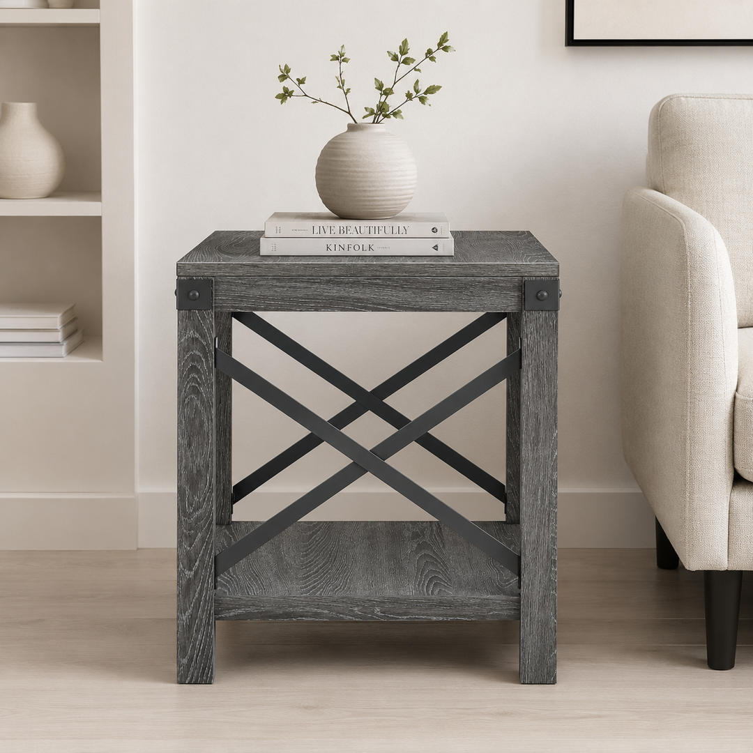 T175-2 Freedan Wooden End Table - Greyish Brown | Signature Design By Ashley