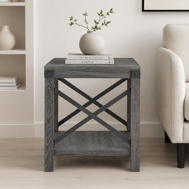 T175-2 Freedan Wooden End Table - Greyish Brown | Signature Design By Ashley