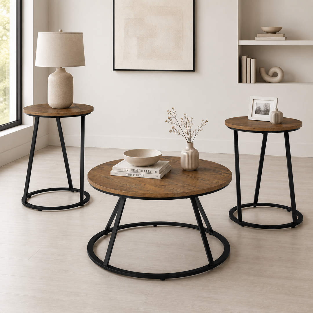 T152-13 Cassbryn Occasional Table Set (Set of 3) - Brown/ Black | Signature Design By Ashley
