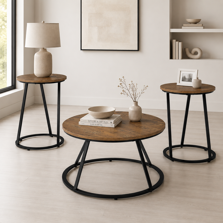 T152-13 Cassbryn Occasional Table Set (Set of 3) - Brown/ Black | Signature Design By Ashley