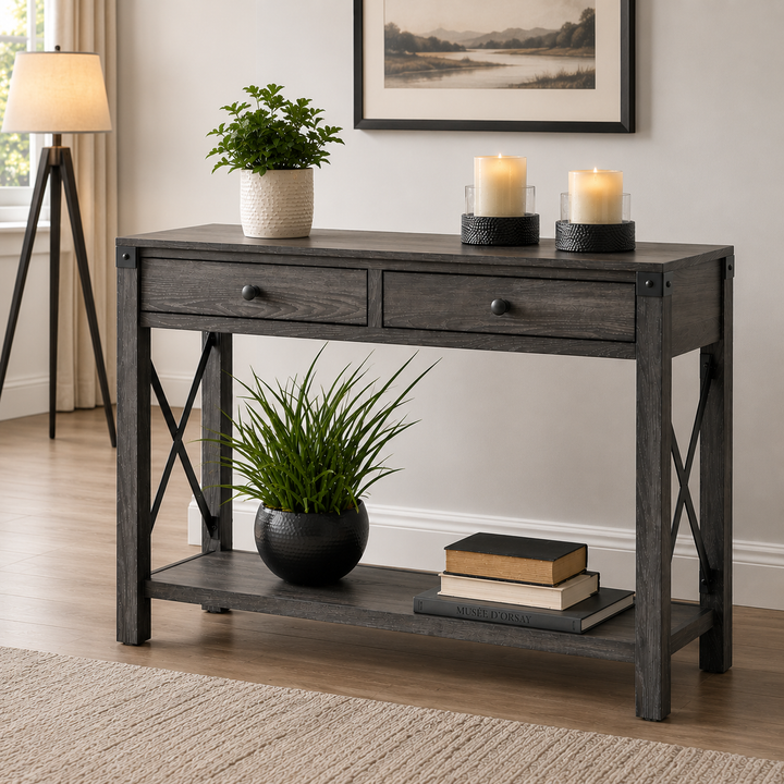 T175-4 Freedan Wooden Sofa/ Console Table - Greyish Brown | Signature Design By Ashley