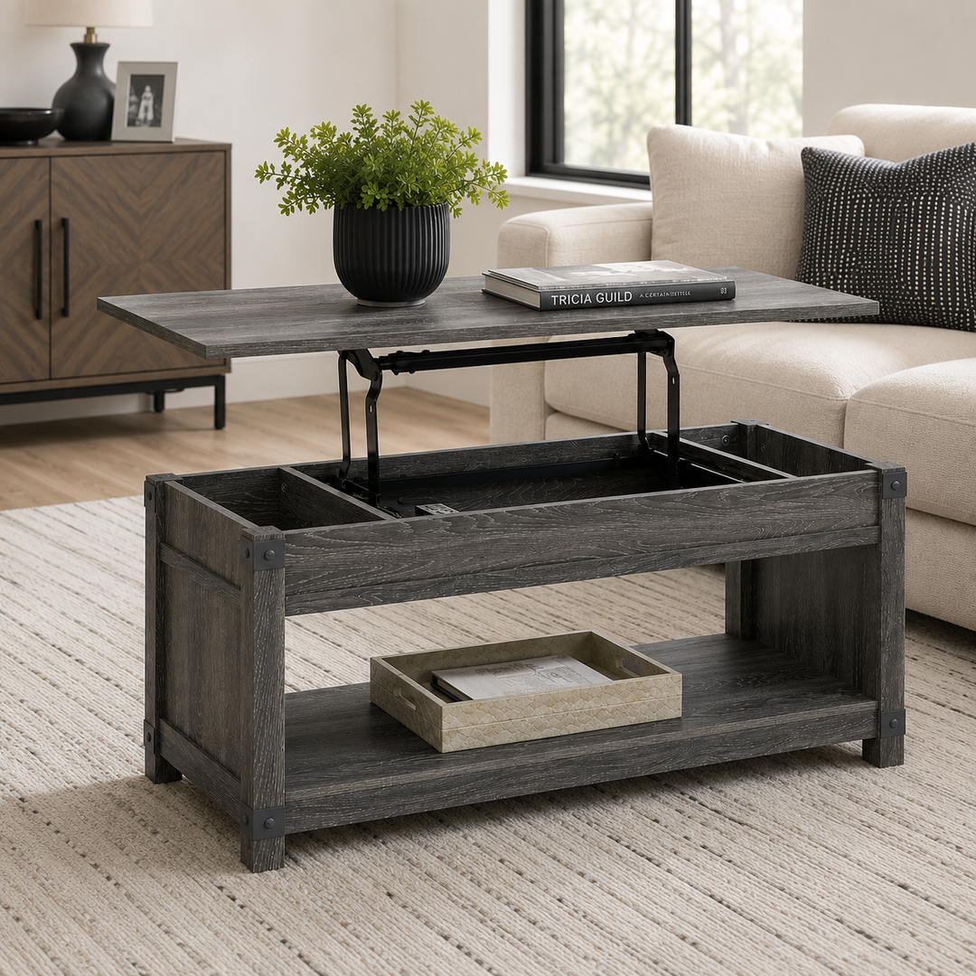 T175-9 Freedan Lift Top Coffee Table With Storage - Greyish Brown | Signature Design By Ashley