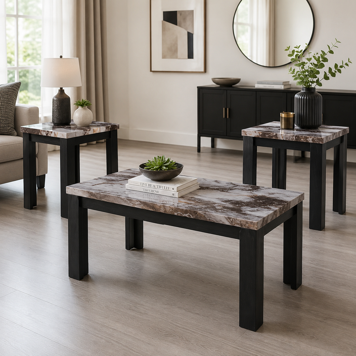 T255-13 Jazmore Occasional Table Set (Set of 3) - Dark Brown | Signature Design By Ashley