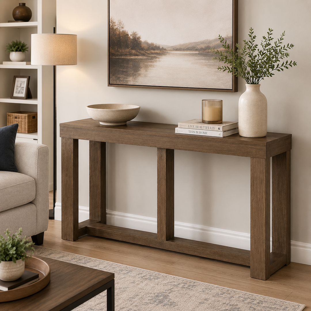 T471-4 Cariton Wooden Sofa/ Console Table - Greyish Brown | Signature Design By Ashley