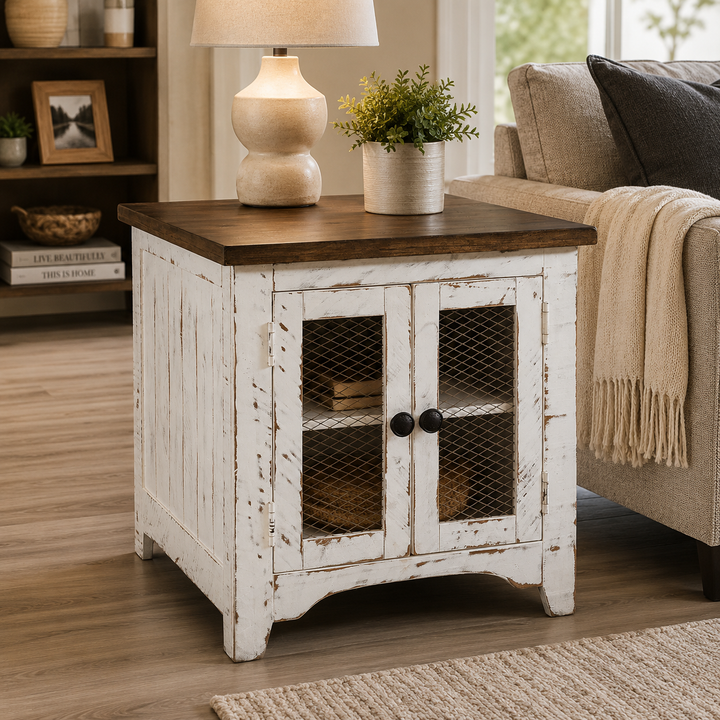T459-3 Wystfield Wooden End Table - White/ Brown | Signature Design By Ashley
