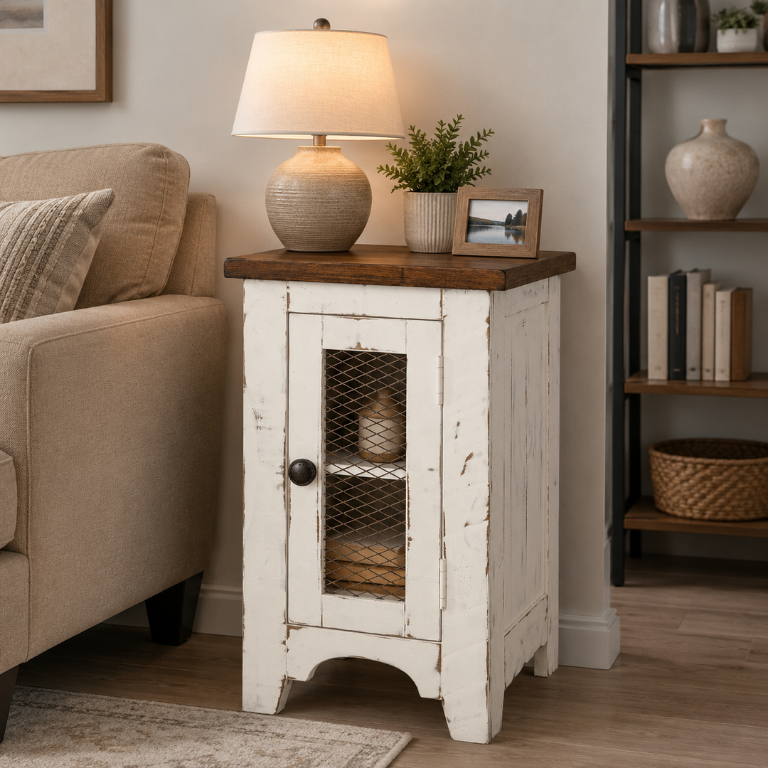 T459-7 Wystfield Wooden Chairside End Table - White/ Brown | Signature Design By Ashley