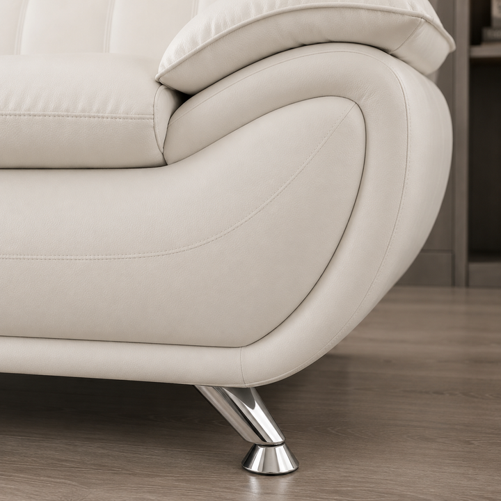 Gilan 3-Piece Sofa Set In Faux Leather Upholstery - White