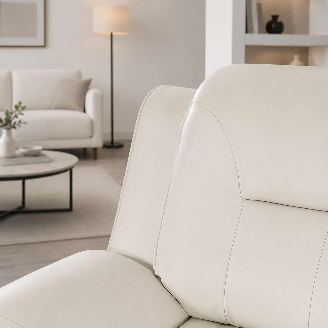 Gilan 3-Piece Sofa Set In Faux Leather Upholstery - White