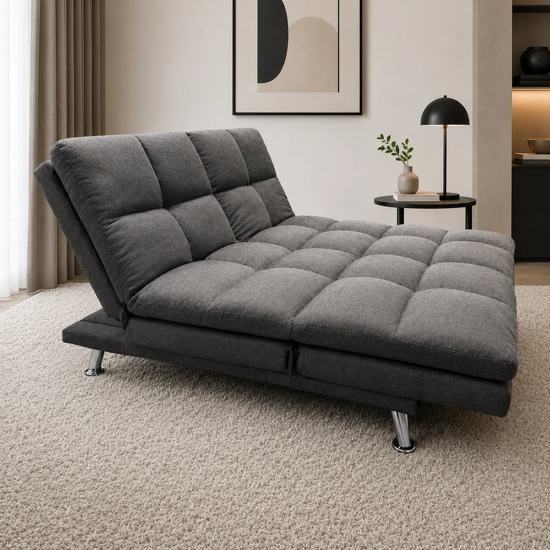 Timber 3-Seater Sofa Bed In Fabric Upholstery - Charcoal