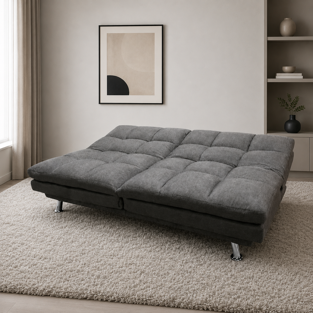 Timber 3-Seater Sofa Bed In Fabric Upholstery - Charcoal