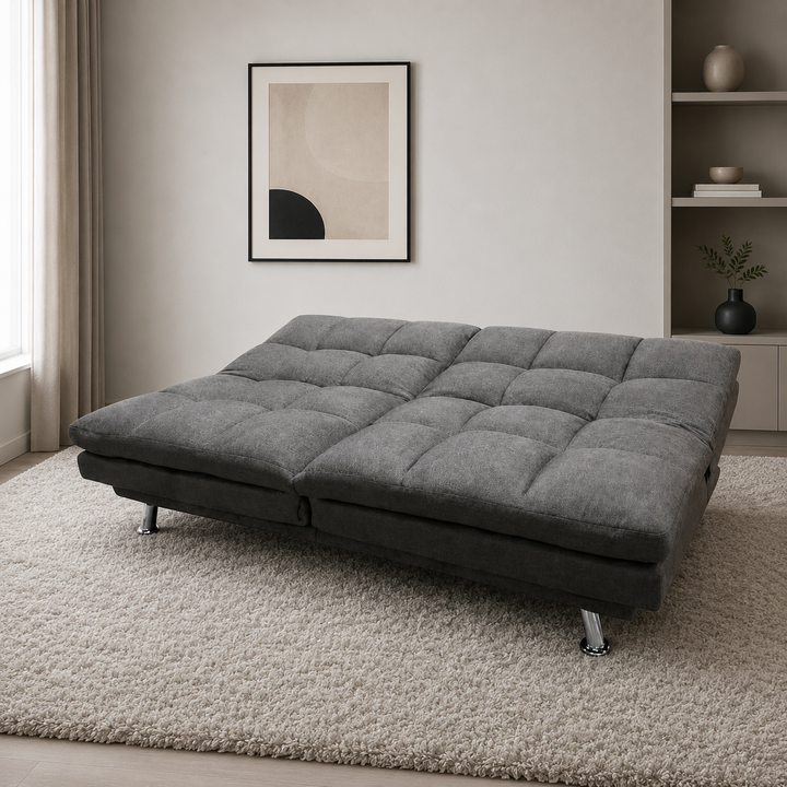 Timber 3-Seater Sofa Bed In Fabric Upholstery - Charcoal