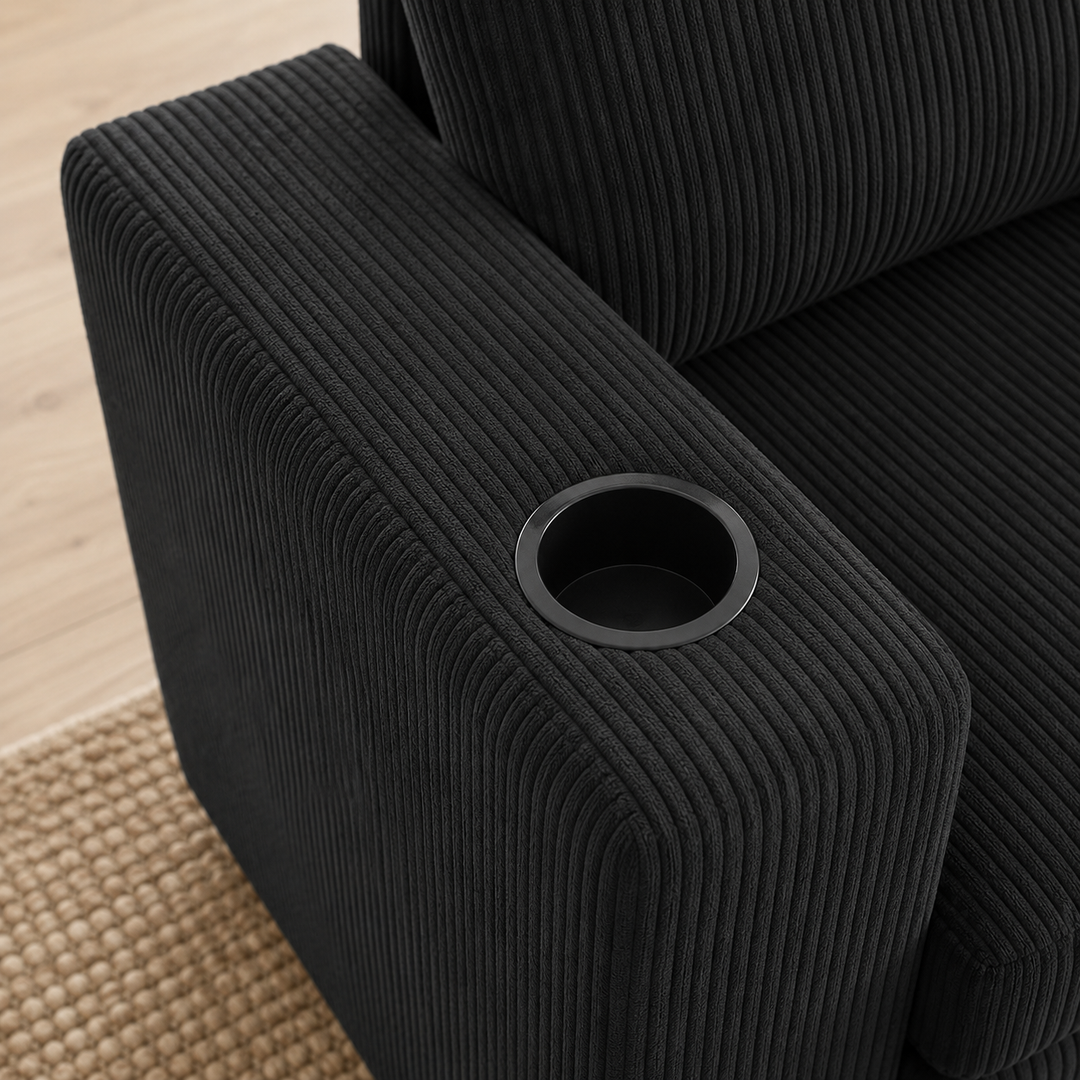 Robin Fabric Upholstered Sectional Sofa Bed With Reversible Storage Chaise - Black