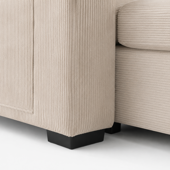 Evane Fabric Upholstered Sectional Sofa Bed With Reversible Storage Chaise &amp; USB Charing Ports - Beige