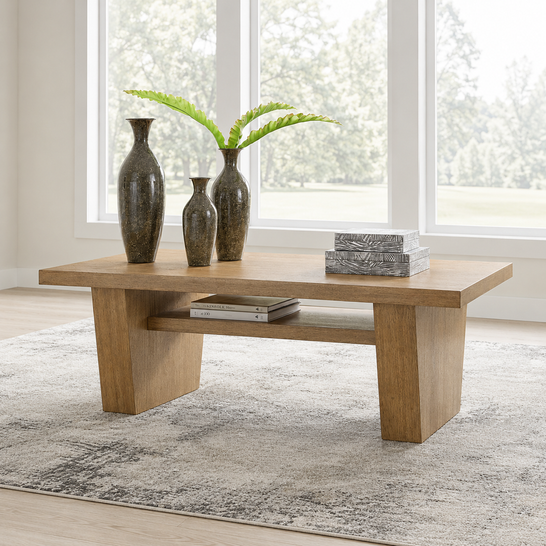 T674-1 Kristiland Wooden Coffee Table - Light Brown | Signature Design By Ashley