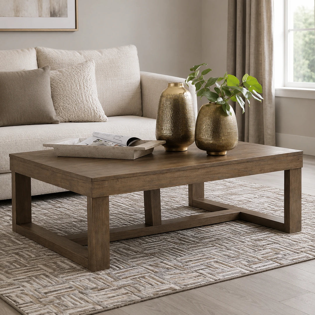 T471-1 Cariton Wooden Coffee Table - Greyish Brown | Signature Design By Ashley