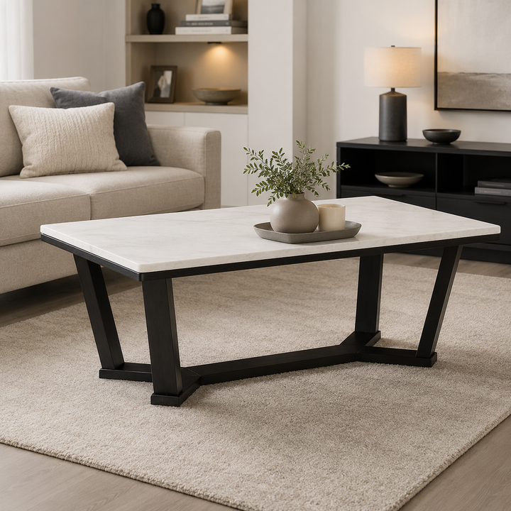 T770-1 Fostead Coffee Table With Marble Top - White/ Espresso | Signature Design By Ashley