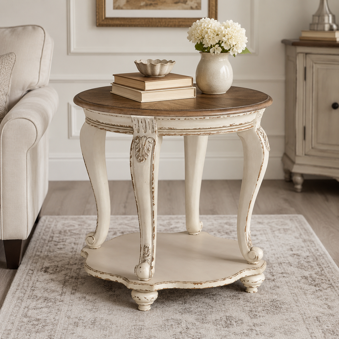 T743-6 Realyn End Table - White/ Brown | Signature Design By Ashley