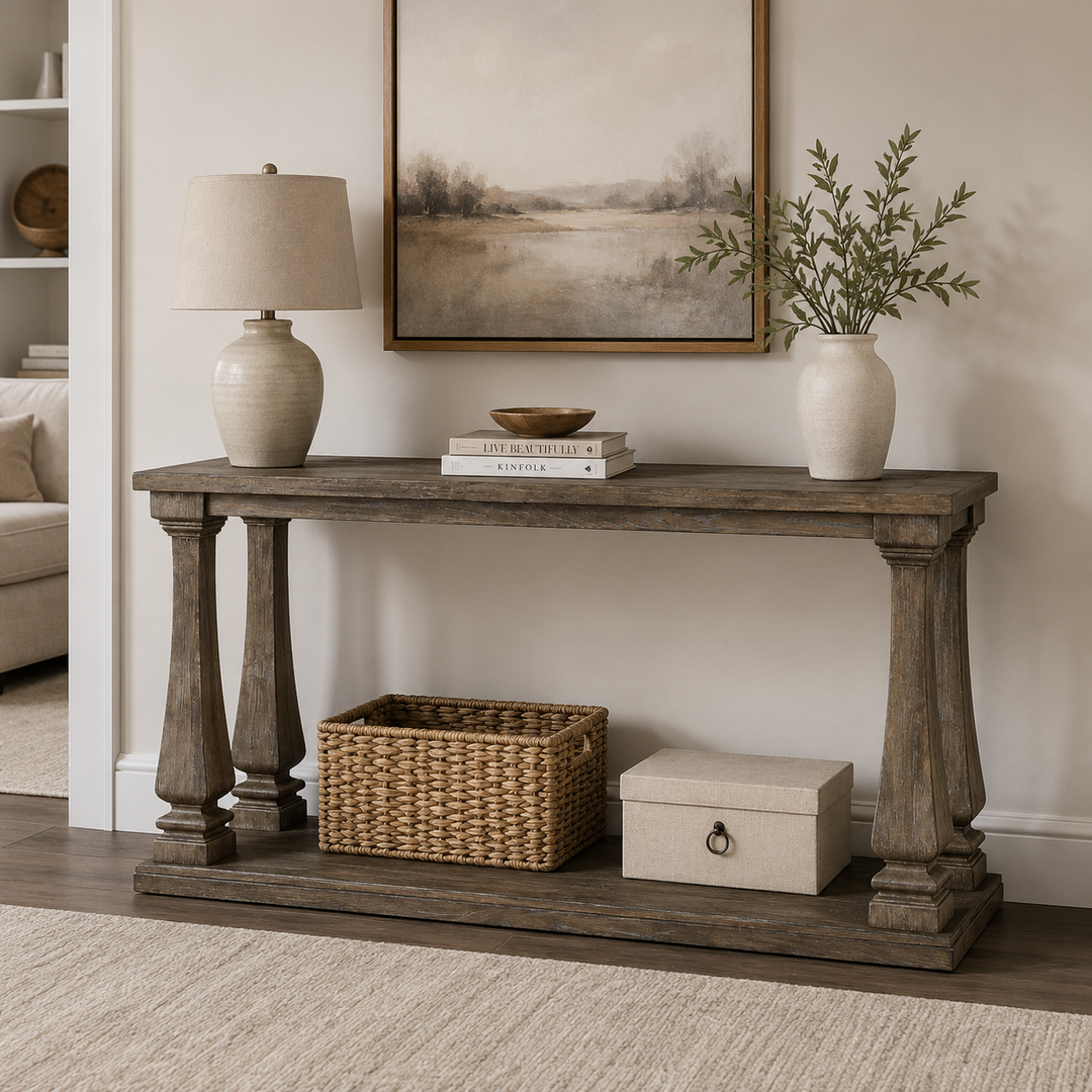 T776-4 Johnelle Wooden Sofa Table - Grey | Signature Design By Ashley