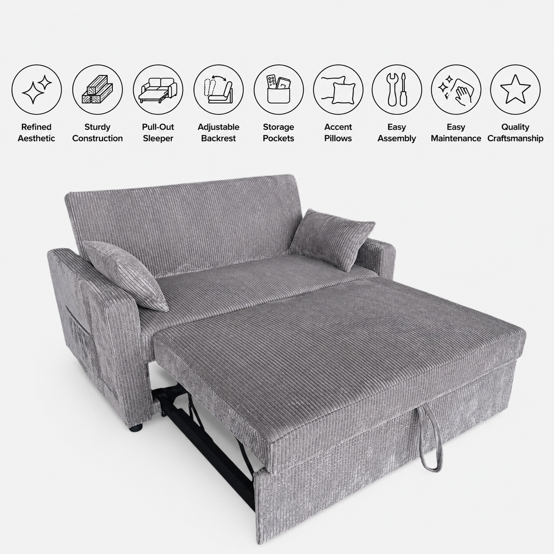 Jade Sofa Bed In Fabric Upholstery - Grey
