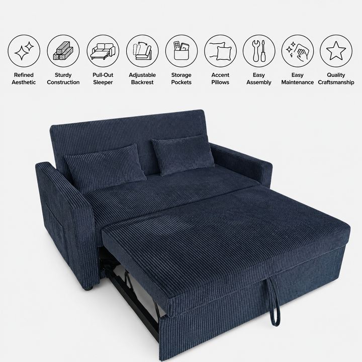 Jade Sofa Bed In Fabric Upholstery - Charcoal