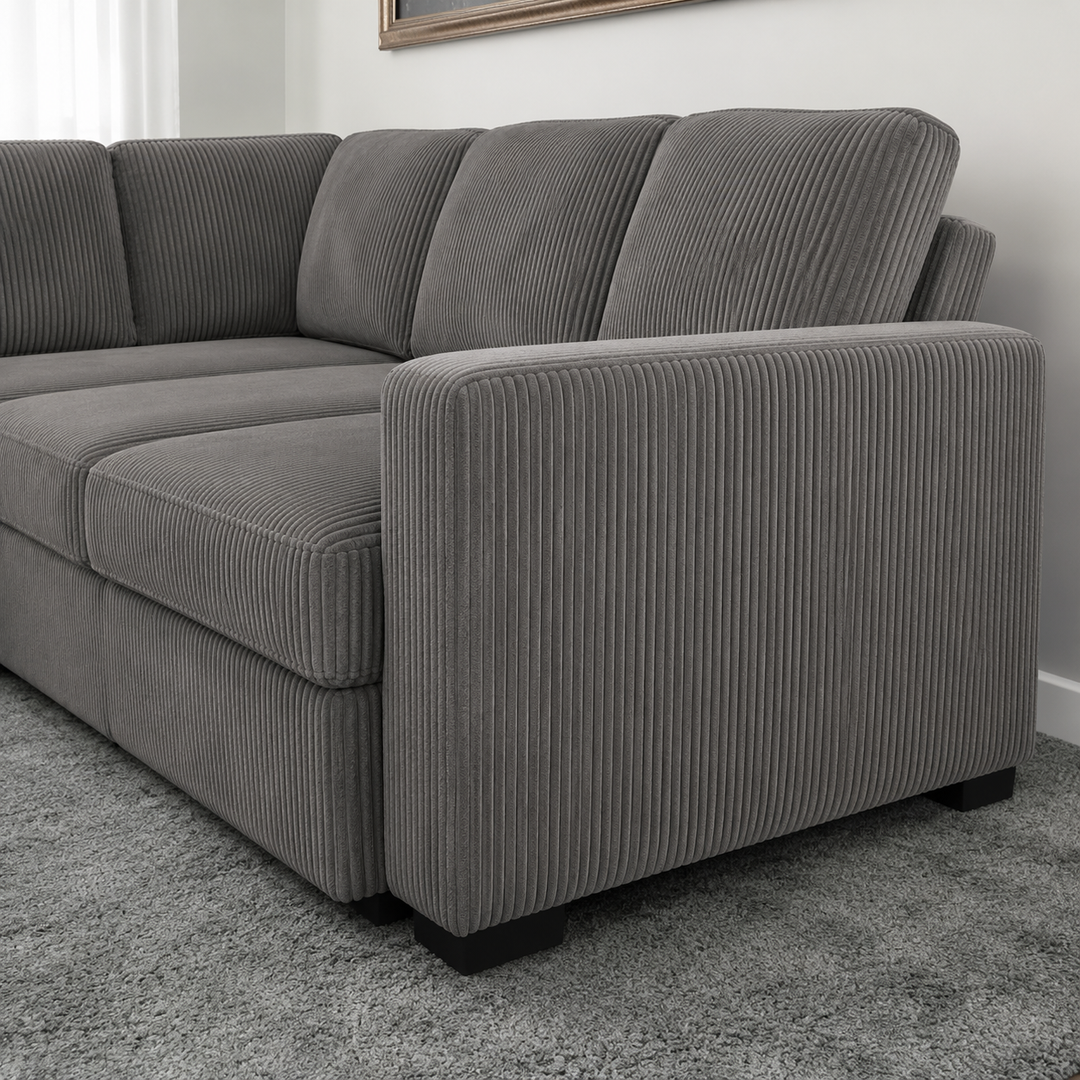 Billy RAF Sectional Sofa Bed In Fabric Upholstery - Grey