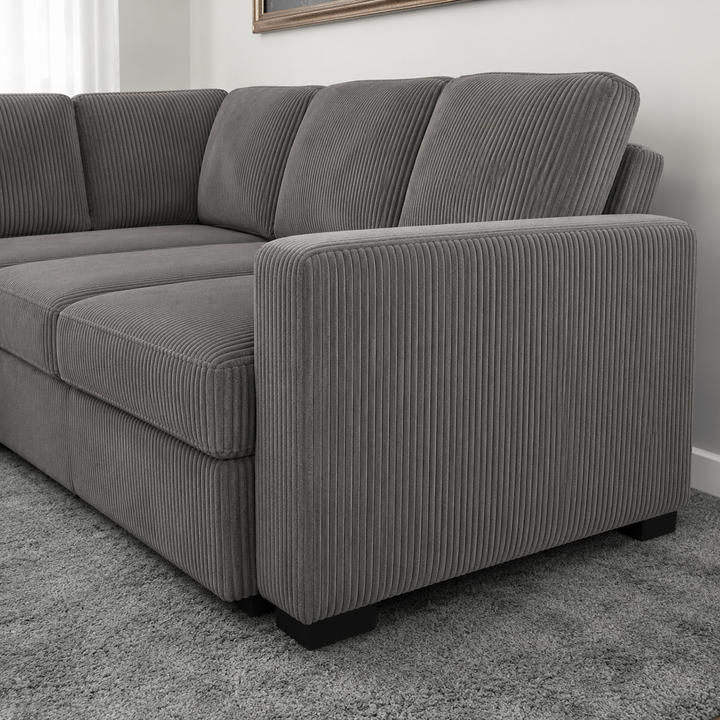 Billy RAF Sectional Sofa Bed In Fabric Upholstery - Grey
