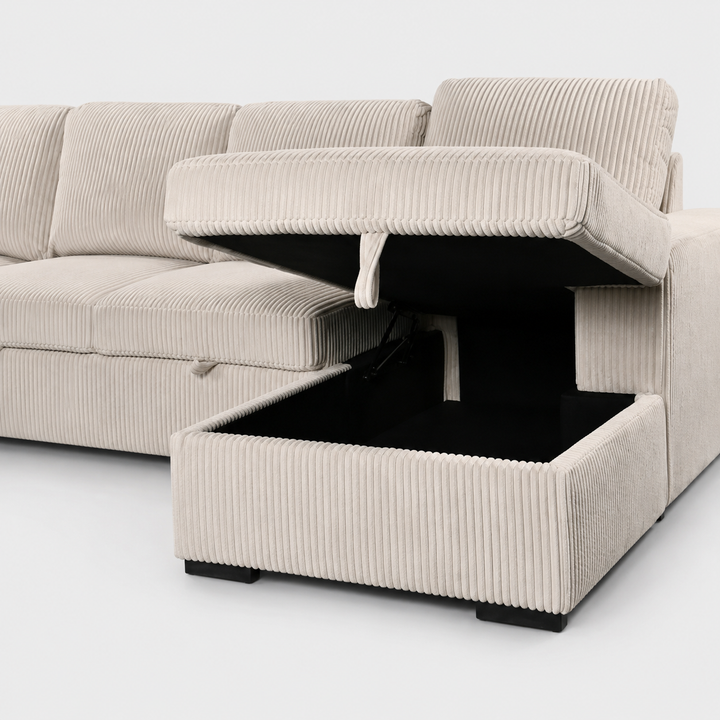 Billy RAF Sectional Sofa Bed In Fabric Upholstery - Beige