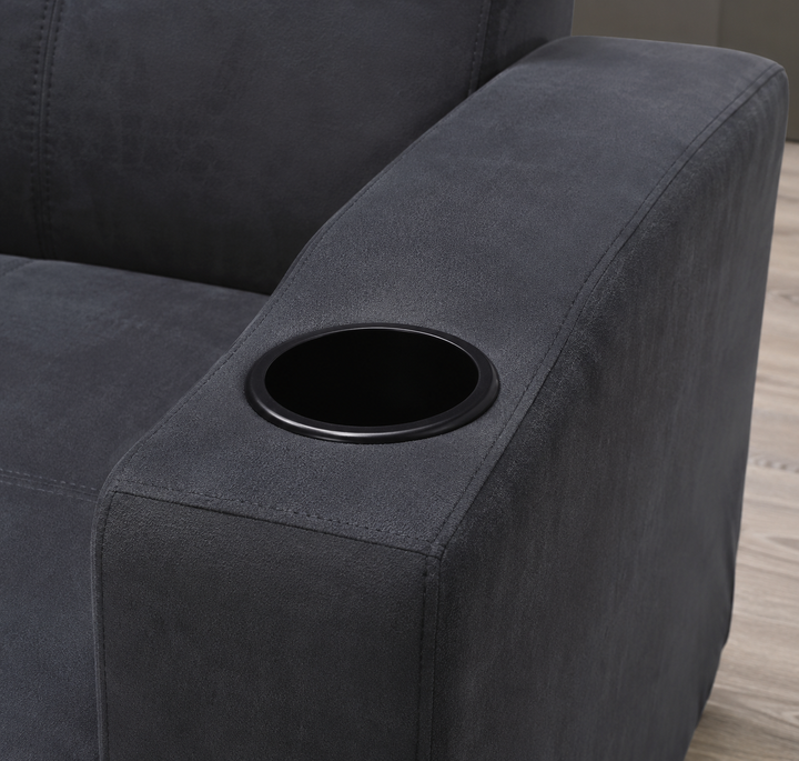 Hailey Fabric Upholstered Sofa Bed With Cup Holders - Black
