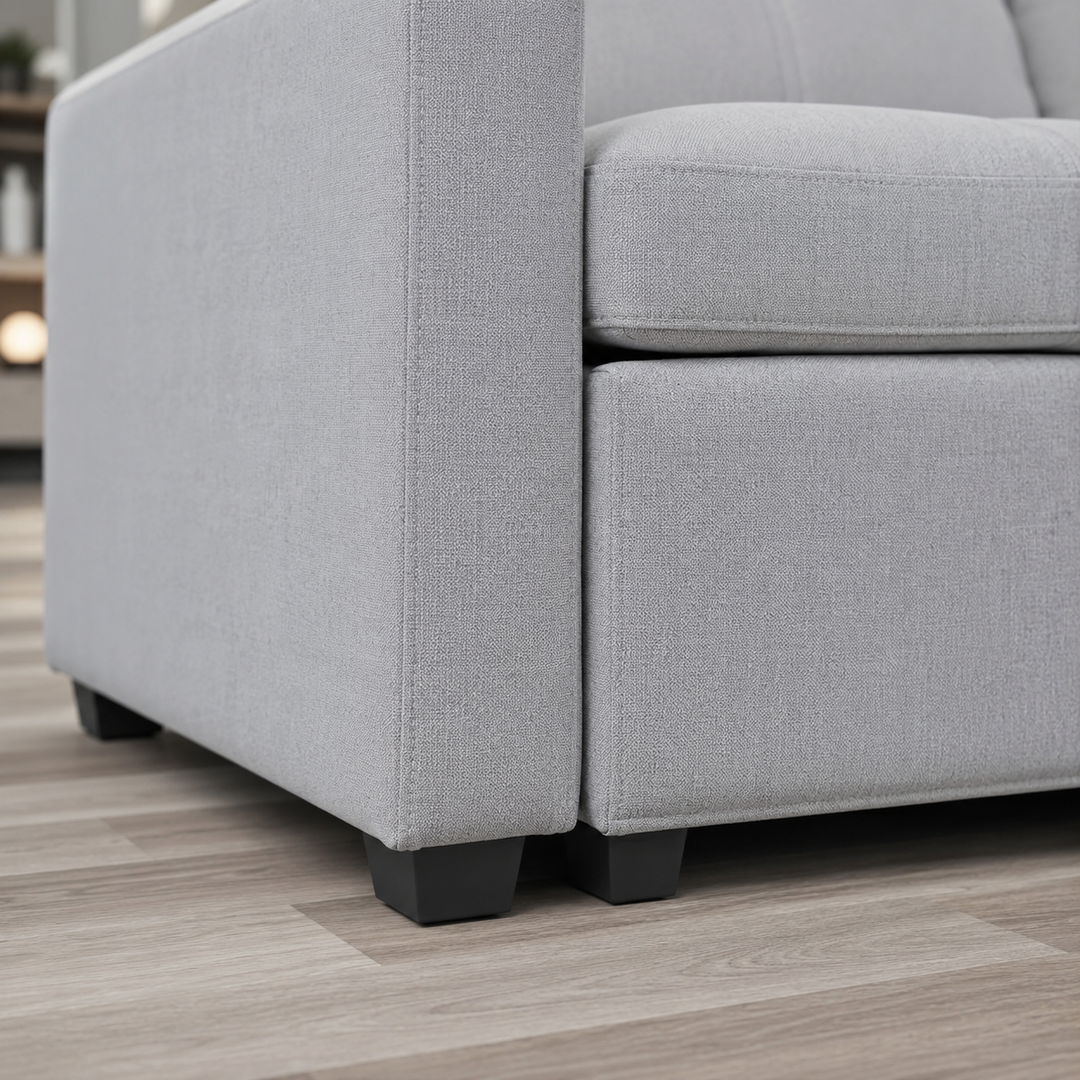 Apollo Reversible Sectional Sofa Bed - Grey | Storage Chaise, USB Charging &amp; Fabric Upholstery