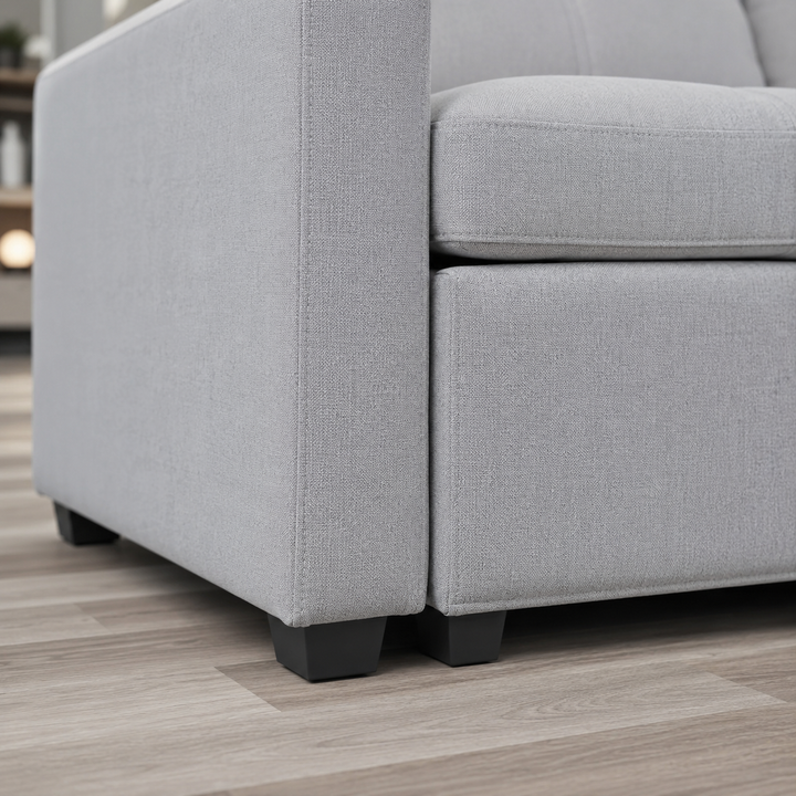 Apollo Reversible Sectional Sofa Bed - Grey | Storage Chaise, USB Charging &amp; Fabric Upholstery