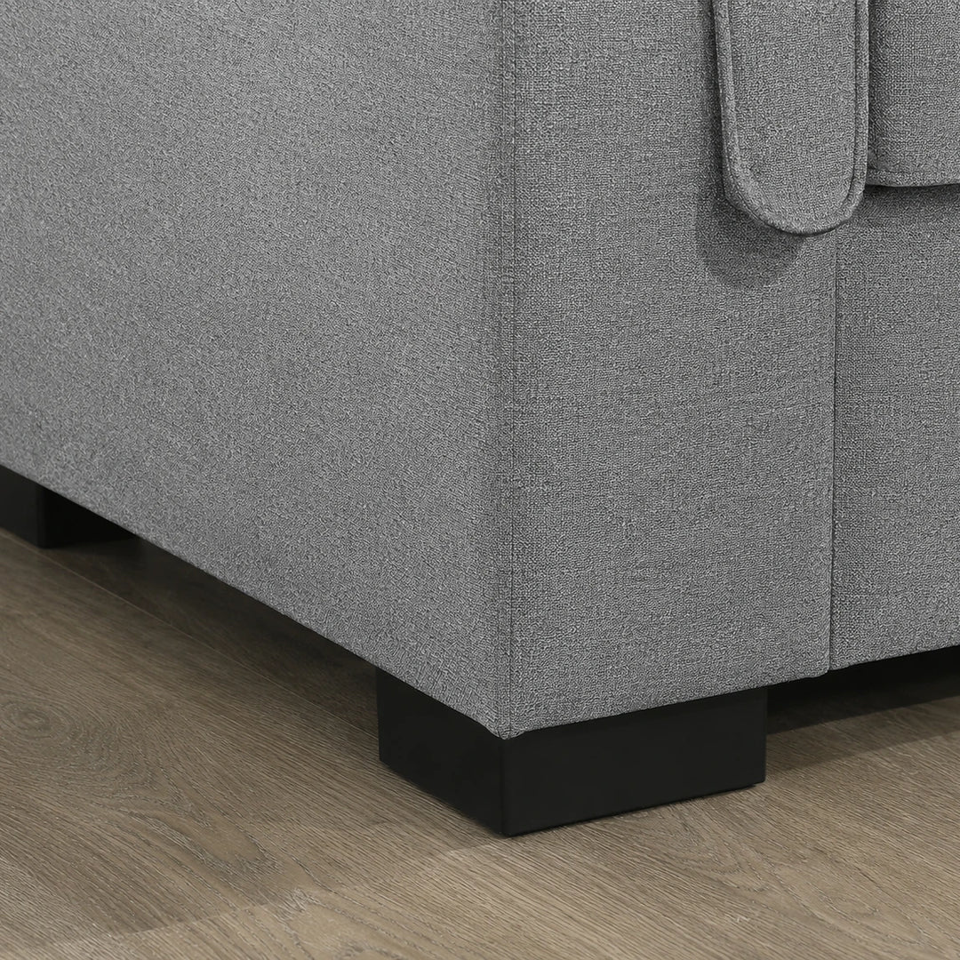 Marcus Sectional Sofa Bed In Fabric Upholstery - Light Grey | Reversible Chaise, USB Charging &amp; Pull Out Sleeper