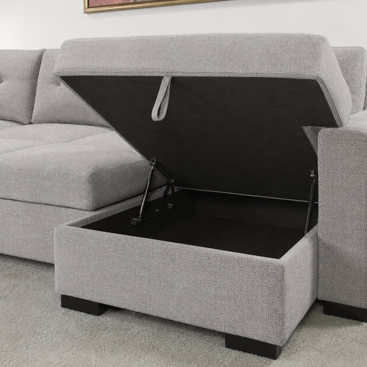 Roston RAF Sectional Sofa Bed In Fabric Upholstery - Grey