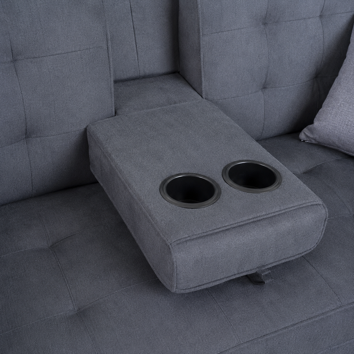 Sophia Fabric Upholstered Sofa Bed With USB Charging Ports - Dark Grey