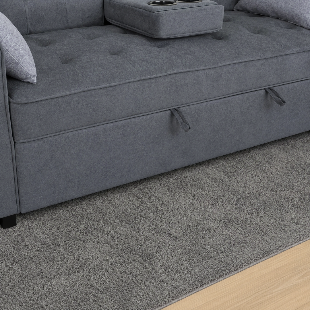 Sophia Fabric Upholstered Sofa Bed With USB Charging Ports - Dark Grey