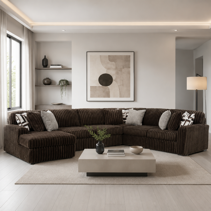 Midnight-madness 4-Piece Fabric Sectional Sofa With Chaise - Chocolate | Signature Design By Ashley
