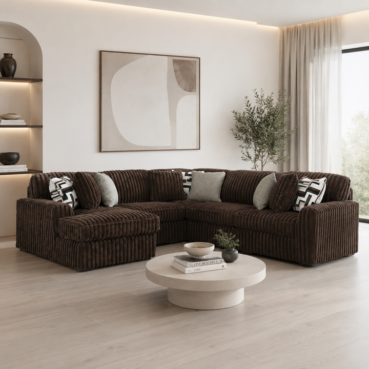 Midnight-madness 5-Piece Fabric Sectional Sofa With Chaise - Chocolate | Signature Design By Ashley