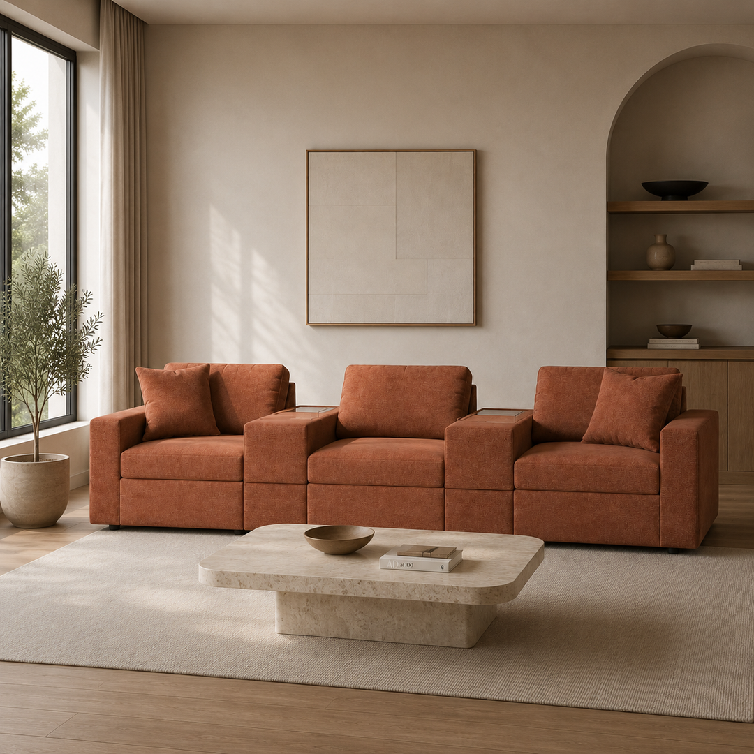 92102S9 Modmax 5-Piece Fabric Modular Sofa With Dual Storage Console - Spice | Signature Design By Ashley