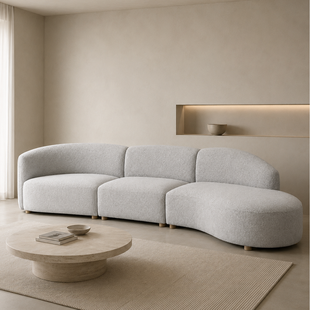Sofia Beige Sofa Chaise In Fabric Upholstery