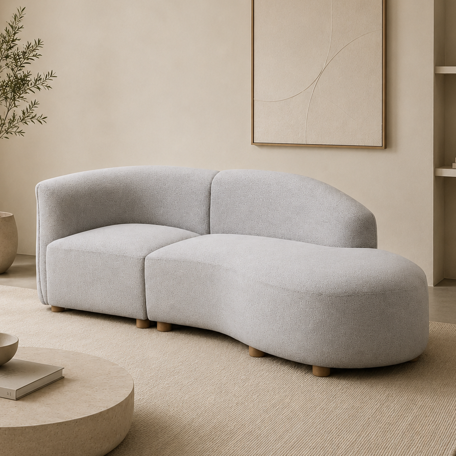 Sofia Beige Sofa Chaise In Fabric Upholstery