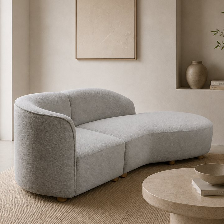 Sofia Beige Sofa Chaise In Fabric Upholstery