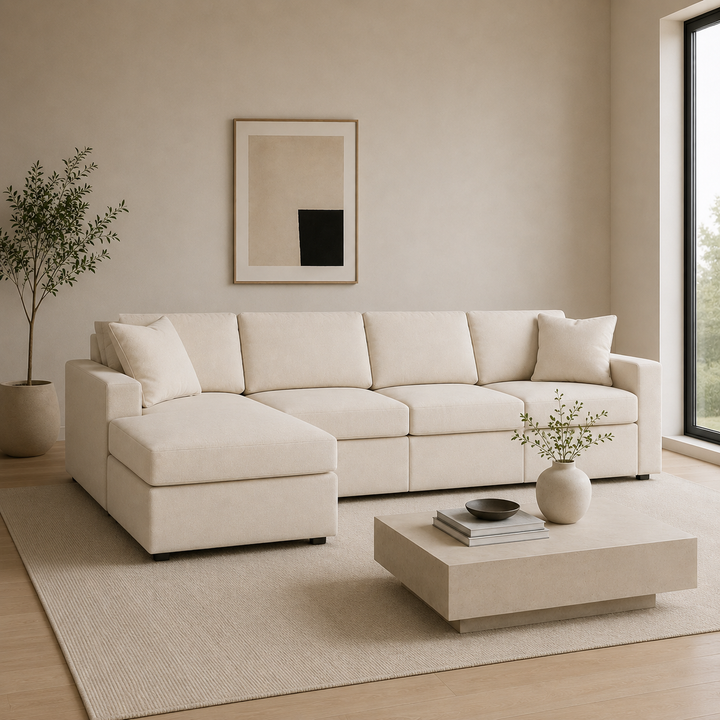 Modmax 4-Piece Fabric Sectional Sofa With Corner Chaise - Oyster | Signature Design By Ashley