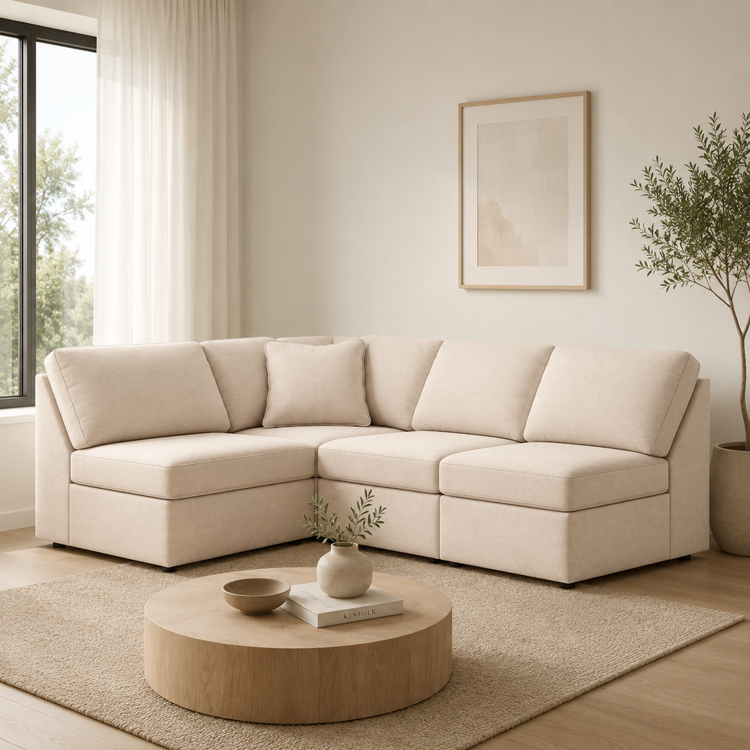 92103S71 Modmax 4-Piece Sectional Sofa In Fabric Upholstery - Oyster | Signature Design By Ashley