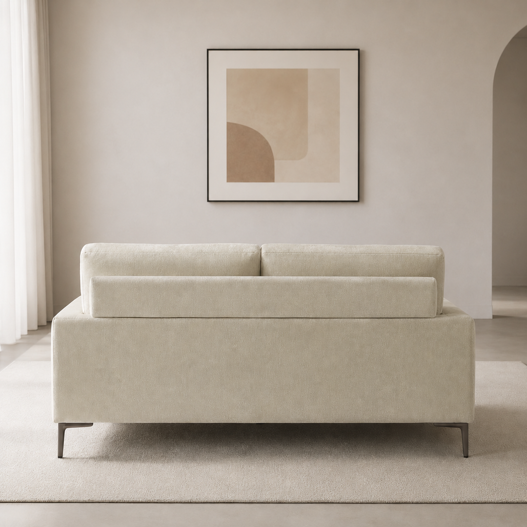 Wenda 3-Seater Fabric Upholstered Stationary Couch - Beige