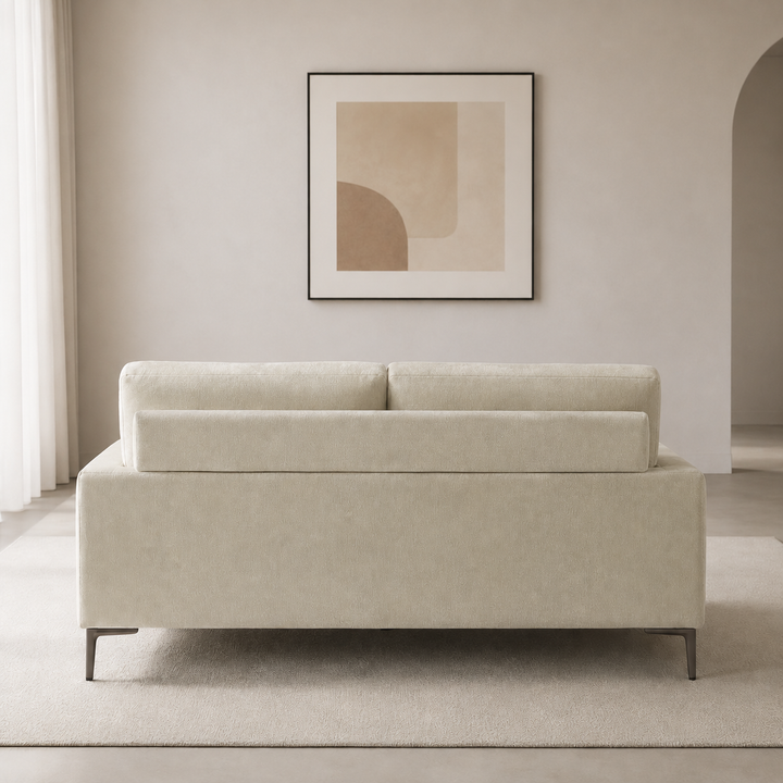 Wenda 3-Seater Fabric Upholstered Stationary Couch - Beige